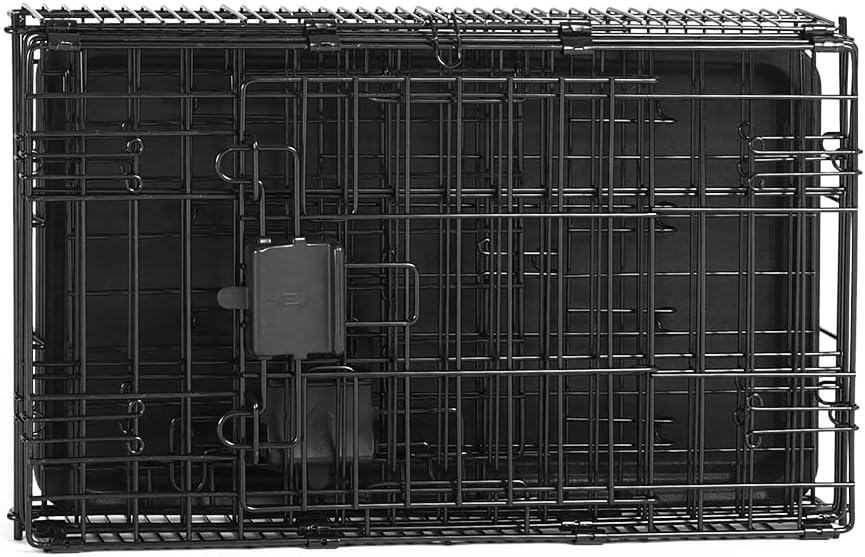 Amazon Basics Durable,Foldable Metal Wire Dog Crate with Tray, Double Door, Divider, 22 x 13 x 16 in, Black