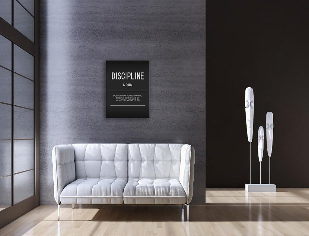 Discipline Noun Motivational Canvas Wall Art Office Decor Inspirational Painting Pictures Inspire Entrepreneur Quote Posters Prints Artwork Home Decor Living Room Framed Ready to Hang[30" W X 40" H]