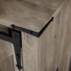 Entryway Table with Storage, Farmhouse Buffet Cabinet Coffee Bar Kitchen Island with Sliding Barn Doors & Shelves, Console Table for Kitchen, Dining Room, Living Room, Grey