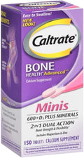 Caltrate 600+D3 Plus Minerals Mini Calcium & Vitamin D3 Supplement Mini Tablet, 600 mg, 150 Count (Pack of 3)