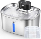 BOORCA Wireless Cat Water Fountain Stainless Steel, 169oz/5L Cordless Smart Pet Water Fountain with 5000mAh Battery & Ultra Quiet Pump, Automatic Pet Water Dispenser for Cats & Dogs, 3 Filters