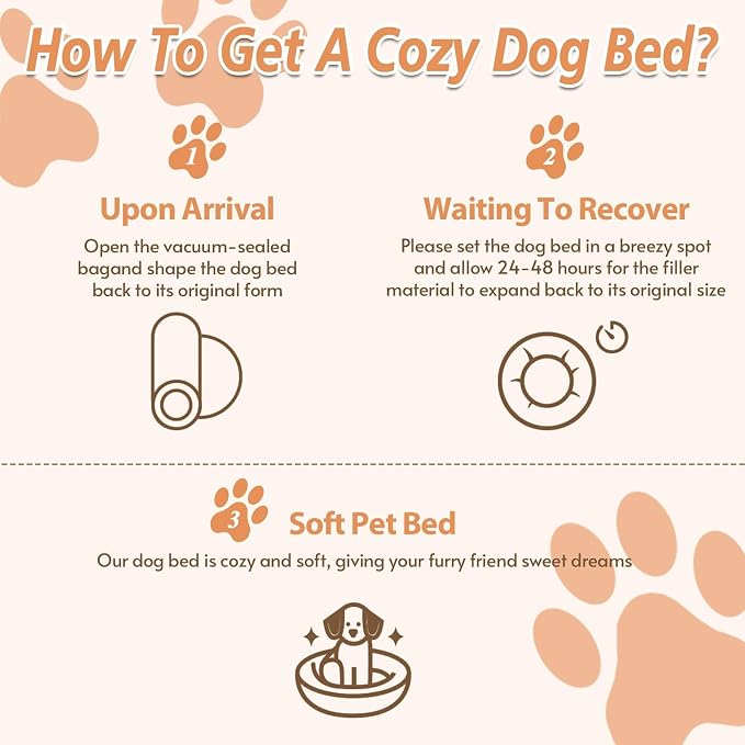 JOLLYVOGUE Calming Dog Bed Medium Size Dog, 31in Donut Washable Medium Pet Bed, Anti-Slip & Anti-Anxiety Fluffy Faux Fur Round Dogs Bed, Fits up to 45 lbs Pets (Orange)