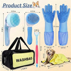 7 Pcs Dog Washing Kit: Shampoo Brush, Hair Brush, Washing Gloves, Dog Towel | Dog Brush for Shedding, Toothbrush, Large Towel, and Dry-wet Separation Bag, Dog Bath Grooming Kit, Dog Bath Supplies
