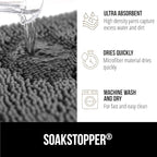GORILLA GRIP SoakSTOPPER Dog Door Mat, Machine Washable Rug Absorbent Doormat Captures Moisture Mud Dirt, Quick Dry Soft Chenille Entryway Rugs Indoor Entrance Mats for Dog Paws, 24x17 Grey