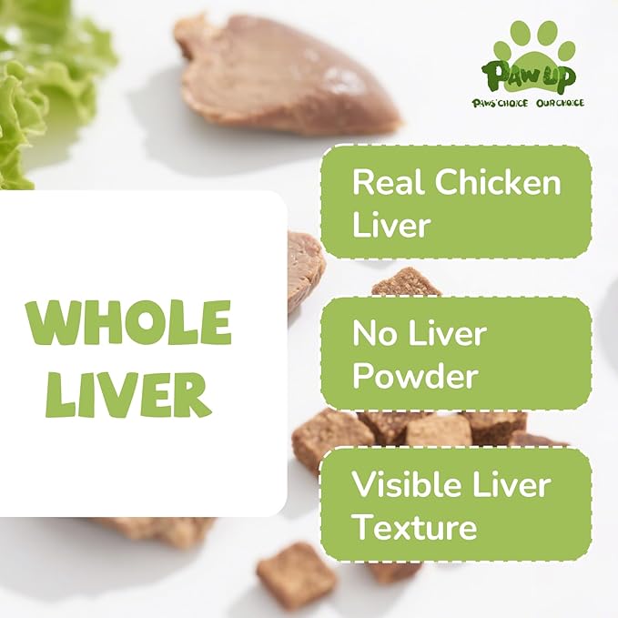 PAWUP Freeze Dried Chicken Liver Pet Treats, High Protein Freeze-Dried Pet Food for Dogs, Cats, Fresh Ingredient Snacks, 4.6 oz, Rawhide Free&Grain Free