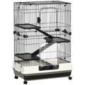 32"L 4-Level Small Animal Cage Rabbit Hutch with Universal Lockable Wheels, Slide-out Tray for Bunny, Chinchillas, Ferret, Black