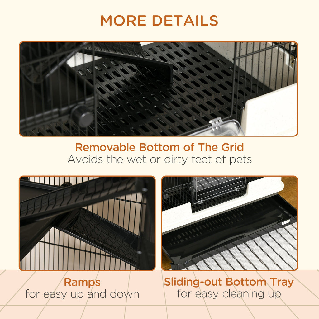 6-tier Platform Rolling Small Animal Rabbit Cage with a Large Living Space, Black