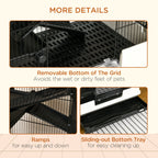 6-tier Platform Rolling Small Animal Rabbit Cage with a Large Living Space, Black