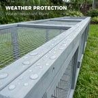 Wooden Cat Run with Weather Protection, Connecting Inside and Outside, 79"L x 15"W x 15"H, Dark Gray