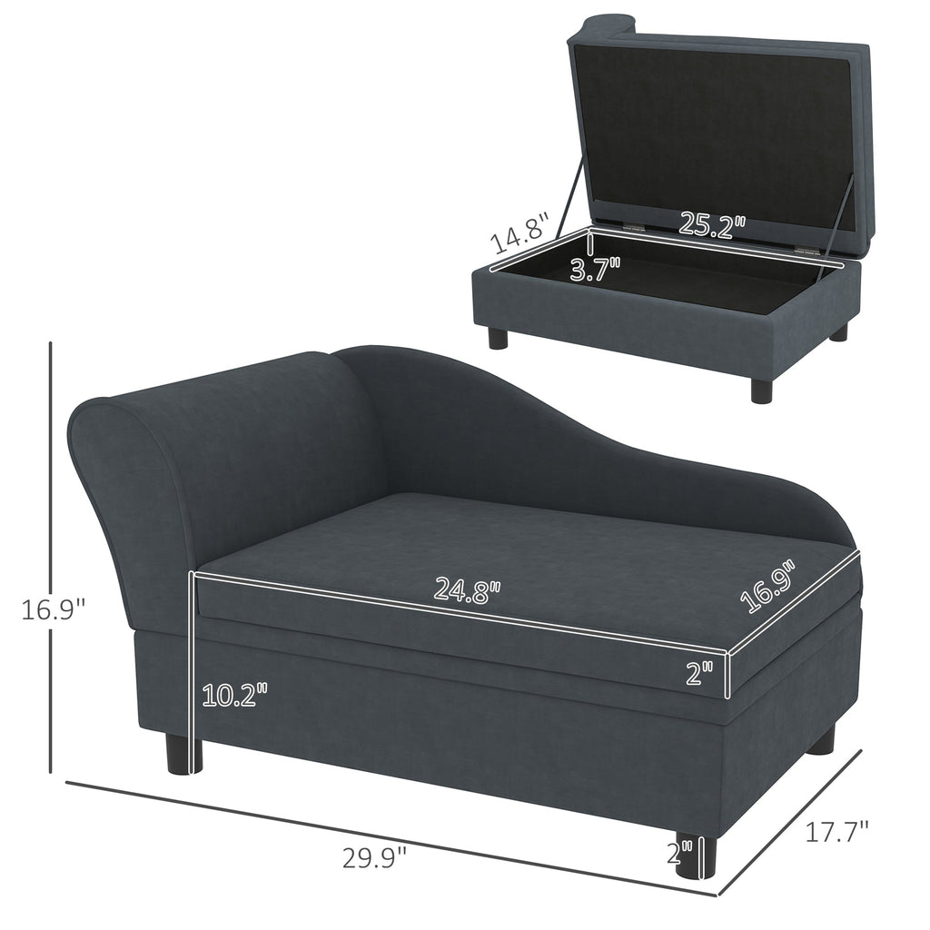 Pet Sofa Bed Couch with Storage, Pet Sofa for Cats and Small Dogs, Dark Gray