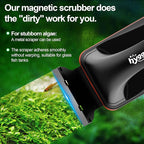hygger Magnetic Aquarium Fish Tank Glass Cleaner,Detachable Dual-Blades Brush Tool with Floating Scrubber, Double Side Magnetic Algae Scraper for 0-0.25 Inch Thick Glass Aquariums Tank (S)