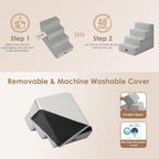 EHEYCIGA Dog Stairs for Bed 18" H, 4-Step Dog Steps for High Bed, Pet Steps for Small Dogs and Cats, Non-Slip Balanced Pet Ramp Indoor, Light Grey
