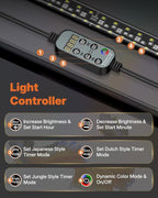 Pawfly Aquarium Light with Bluetooth for Plants, 12W 24 inch Full Spectrum Fish Tank Light for 24-44 inch Fish Tanks, Submersible LED Lights with App Control, Timer Modes & Adjustable Brightness