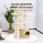KAMABOKO Modern Cat Tree, 53" Cat Tower for Indoor Cats Natural Sisal Scratching Posts, Hand-Woven Condo & Top Perch, Cat Tree Tower for Kittens Climb Play & Rest