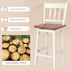 COSTWAY Bar Stools Set of 2, 24.5 Inch Rubber Wood Bar Chairs with 360°Swiveling, Footrest, Swivel Counter Height Barstools Ideal for Kitchen Island, Counter, Pub or Bar (2, White)