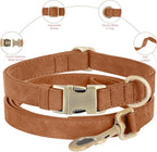Genuine Leather Dog Collar - Adjustable Pet Collar with Quick Release Metal Buckle, Soft Skin Friendly Real Leather Collar for Small, Medium, Large Dogs (Khaki, M：Fit 12-20" Neck)