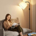 Ambimall 𝐅𝐮𝐥𝐥𝐲 𝐃𝐢𝐦𝐦𝐚𝐛𝐥𝐞 Floor Lamp - Floor Lamps 9W 𝐋𝐄𝐃 Light Bulb Included, Standing Lamps for Living Room with Adjust Head, Modern Standing Tall Light Rotary Switch for Office
