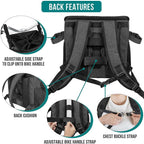 PetAmi Dog Bike Basket, Soft-Sided Ventilated Dog Bike Carrier Backpack, Pet Bicycle Basket for Bike Handlebar, Small Medium Puppy Cat Kitten Car Booster Seat with Safety Strap, Max 18 lbs, Dark Gray