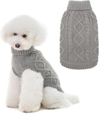 BINGPET Thermal Knitted Dog Sweater for Small Medium Large Dogs,Winter Dog Cat Coat Warm Sweartershirts Outfits,Classic Cable Knit Turtleneck Pullover Dog Jumper Coat Warm Sweartershirts