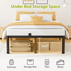 16 Inch Full Size Metal Platform Bed Frame with Round Corners, Storage Space Under High Bed Frame-Heavy Duty Steel Slats Support, Noise Free - Easy Assembly - No Box Spring Needed