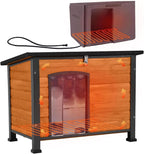 Aivituvin Dog House Outdoor Heated Dog Kennel with Insulated Liner & Heater for Winter Strong Iron Frame Large Dog Cage for Small & Medium Dogs,33.5"