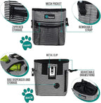 PetAmi Dog Treat Pouch, Pet Treat Pouch for Training, Dog Walking Bag Holder for Kibbles, Pet Food Toy, Dog Trainer Essentials Supplies, Poop Bag Dispenser, 3 Ways to Wear (Black Stripes)