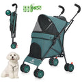 Umbrella Dog Stroller, Foldable Pet Stroller for Small Dogs Cats, 4 Wheels Pet Strolling Cart with Carrying Strap and Cup Holder, Breathable and Visible Mesh, Dog Poop Bags & Dispenser (Dark Green)