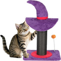 VINGLI 23.7in Wizard Hat Cat Scratching Post with Spring Ball Toy for Indoor Cats, Halloween Cat Scratcher with Purple Wizard Hat Design, Sisal Wrapped Cat Scratcher