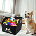 Geyecete Big Dog Toys Storage Bins Canvas Foldable Fabric Trapezoid with metal handles pet Baskets,Can be Personalized,Storage Bin Large toy box Organizer-Black