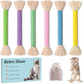 Retro Shaw Cat Toys Chew Ropes with Catnip, 6 Pack, Safe Teeth Cleaning Kitten Toys for Indoor Cats Kitty, Cat Nip Kicker Interactive Pet Toys 6.1 Inches