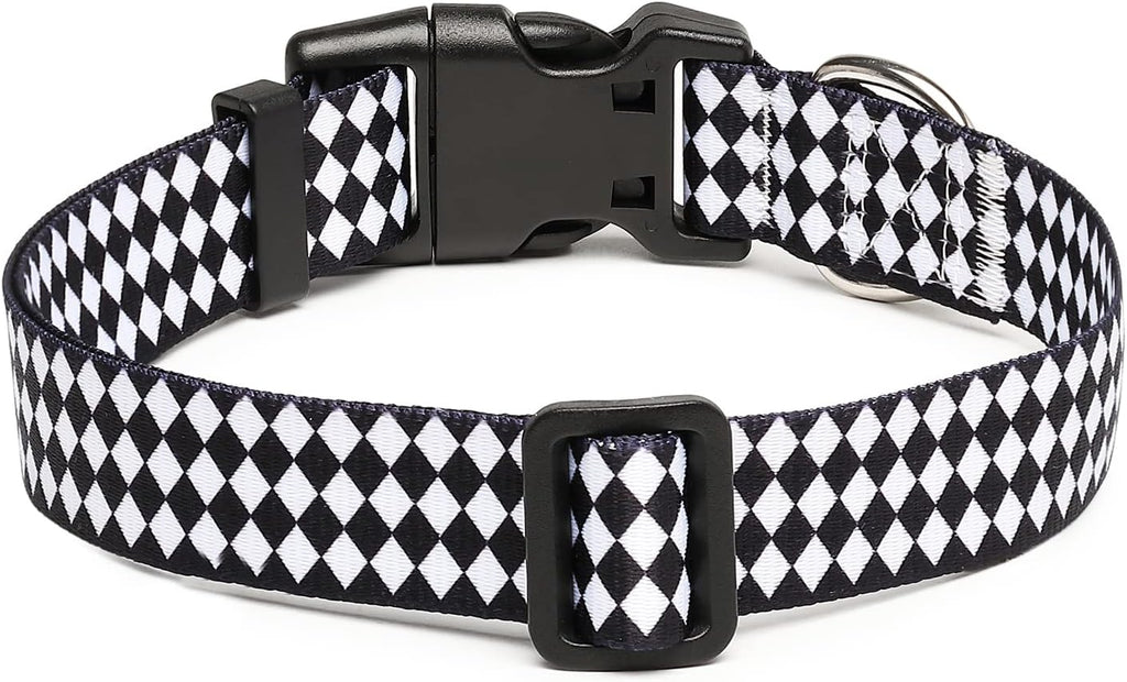Mercano Adjustable Dog Collar - Special Design Patterns, Soft Nylon Comfortable Durable Pet Collar for Small Medium Large Dogs (L, Rhomb)