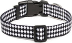 Mercano Adjustable Dog Collar - Special Design Patterns, Soft Nylon Comfortable Durable Pet Collar for Small Medium Large Dogs (L, Rhomb)
