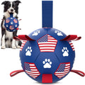 QDAN Dog Toys, Soccer Ball with Straps, Durable Dog Balls for Small Medium, Beach Pool Dog Water Toy (6 Inch)