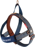 EzyDog Quick Fit Dog Harness, Soft Neoprene Padding - X-Large, Denim | Fast One-Click Buckle, Adjustable Fit, Strong Reinforced Materials, Reflective Stitching, No Pull Dog Harness, Easy Walking
