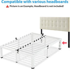 18 Inch Full Size White Bed Frame, 3500Lbs Heavy Duty Metal Platform with Round Corner Legs Mattress Slide Stopper, Steel Slat Support No Box Spring Needed, Noise Free, Non-Slip, Easy Assembly