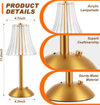 Liliful 2 Pcs LED Portable Cordless Table Lamp Touch Battery Operated Rechargeable Desk Lamp 3 Color Dimmable for Bedroom Living Room Dining (Rose Style,Gold)