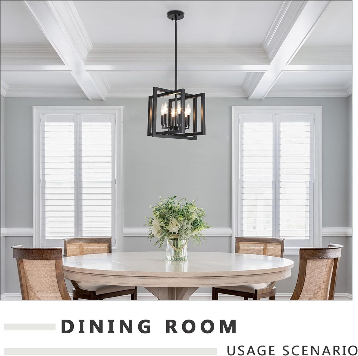 ANKYLHUA Black Chandelier,6-Lights Ceiling Light Fixture E12,Adjustable Hight Pendant Lights Kitchen Island,Chandeliers for Dining Room Bedroom,Entryway,Foyer