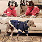 MIGOHI Dog Coat with Harness Built in, 2-in-1 Water-Resistant Dog Jacket, Reflective Snowsuit for Large Dogs, Fleece Lined with Turtleneck, Adjustable Buckle Coats, Border Collies, Navy Blue, XL