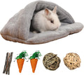 kathson Rabbit Cave Sleeping Bed Guinea Pig Hideout Cozy House Pet Soft Warm Fleece Winter Slipper Cushion Small Animal Nest Cage for Ferrets Squirrel Hamster Chinchilla Rat Hedgehog Bunny