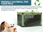 PETSFIT 26" Soft Portable Dog Crate – Patented Spiral Sturdy Frame, Collapsible Travel Kennel for Small Dogs, 3 Mesh Door, Lockable Zippers, Indoor & Car Use Green