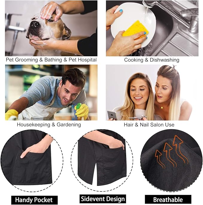 Noverlife Short Sleeves Pet Grooming Work Clothes with Full Zipper, 3XL Size, Splash Proof Anti-Static Pet Beautician Smock, Dog Cat Groomer Cosmetologist Uniforms for Pet Shop Men Women