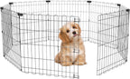 Foldable Dog Playpen 24" Height 8 Panels Metal Exercise Pen No Door - Indoor/Outdoor Puppy Playpen for Small Dogs, Portable Pet Fence for Yard Garden Camping, Black