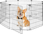 Foldable Dog Playpen 30" Height 8 Panels Metal Exercise Pen with Door - Indoor/Outdoor Puppy Playpen for Small Dogs, Portable Pet Fence for Yard Garden Camping, Black
