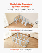 VEVOR Clear Acrylic Dog Playpen Indoor, 76x49x30 in Plastic Pet Playen for Large Sized Dogs, Easy Assemble Waterproof Puppy Playpen, Easy to Clean, Durable Indoor Pet Dogs Cats Fence Kit