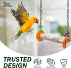 Sweet Feet and Beak Roll Bird Swing - Perch Bird Toys Trims Nails and Beaks, Safe and Non-Toxic Bird Cage Accessories for Small and Large Birds, Swinging Toys Birds Will Love, XL 11 Inches - Blue