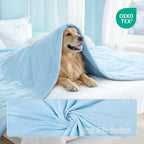 Luciphia Premium Cooling Dog Blanket Washable Q-MAX>0.5 Small Medium Large Pet Mat Puppy Cat Self-Cooling Soft Breathable Calming Throw for Sofa Crate Bed (Light Blue,25x35 inches)