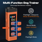 Dog Bark Deterrent Device, Color Display 2000 mAh Rechargeable Ultrasonic Anti-Barking Trainer with 4 Frequency Settings 25/30/40/55 kHz, 65ft Long-Range, Safe & Effective Alternative to Bark Collars