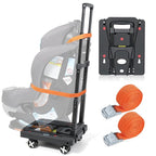 Orzbow Car Seat Dolly for Airport, Folding Car Seat Travel Cart with 4 Wheels and Adjustable Handle, Carseat Roller for Airplane Travel with Straps, Compact Luggage Hand Trolley, Black