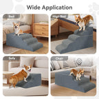 𝟱 𝗦𝘁𝗲𝗽𝘀 Dog Stairs for High Beds, 21.3" Tall Pet Steps for Small to Large Dogs & Cats, Waterproof with Removable Cover & PE Support Board for Bed, Couch, or Car