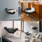 Cat Hammock Wall Mounted, Foldable & Stable Cat Beds- Breathable Cat Wall Shelves for Sleeping, Playing, Climbing, and Lounging - Maximum Hold Up to 30lb (Black)